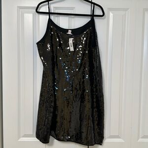Black sequin dress. Spaghetti strap. NWT.